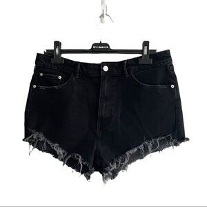 Zara Black High Waisted Cut Off Denim Jean Shorts 12